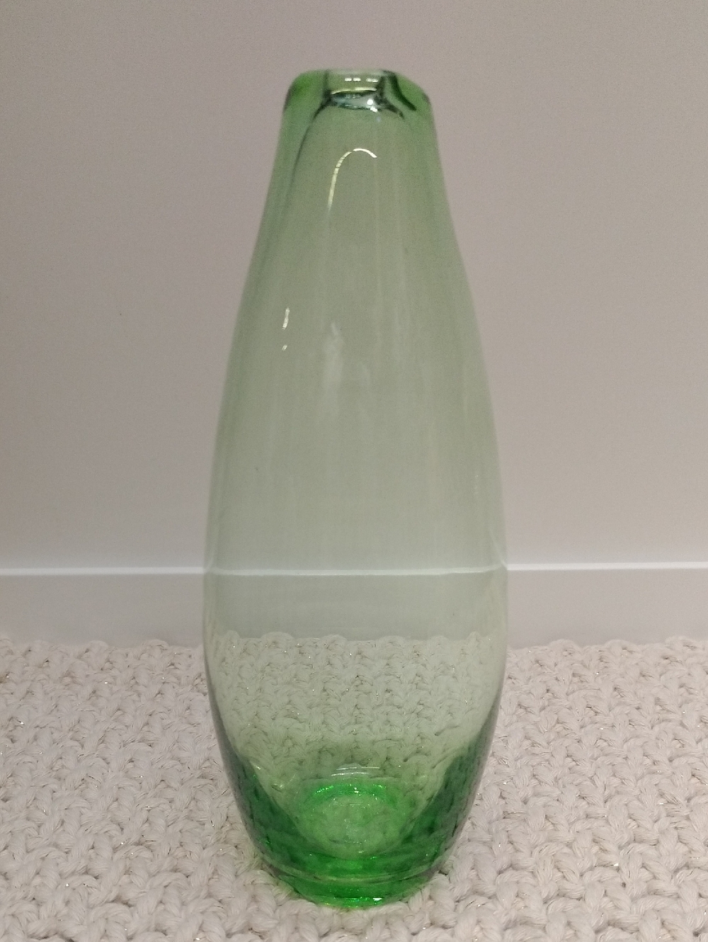 Hand Blown Green Glass Decorative Vase 8.5" - Home Accents